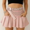 PU Leather Rhinestone Belts Spice Girl Y2K Waistband Punk Butterfly Waist Chain  Skirt Accessories