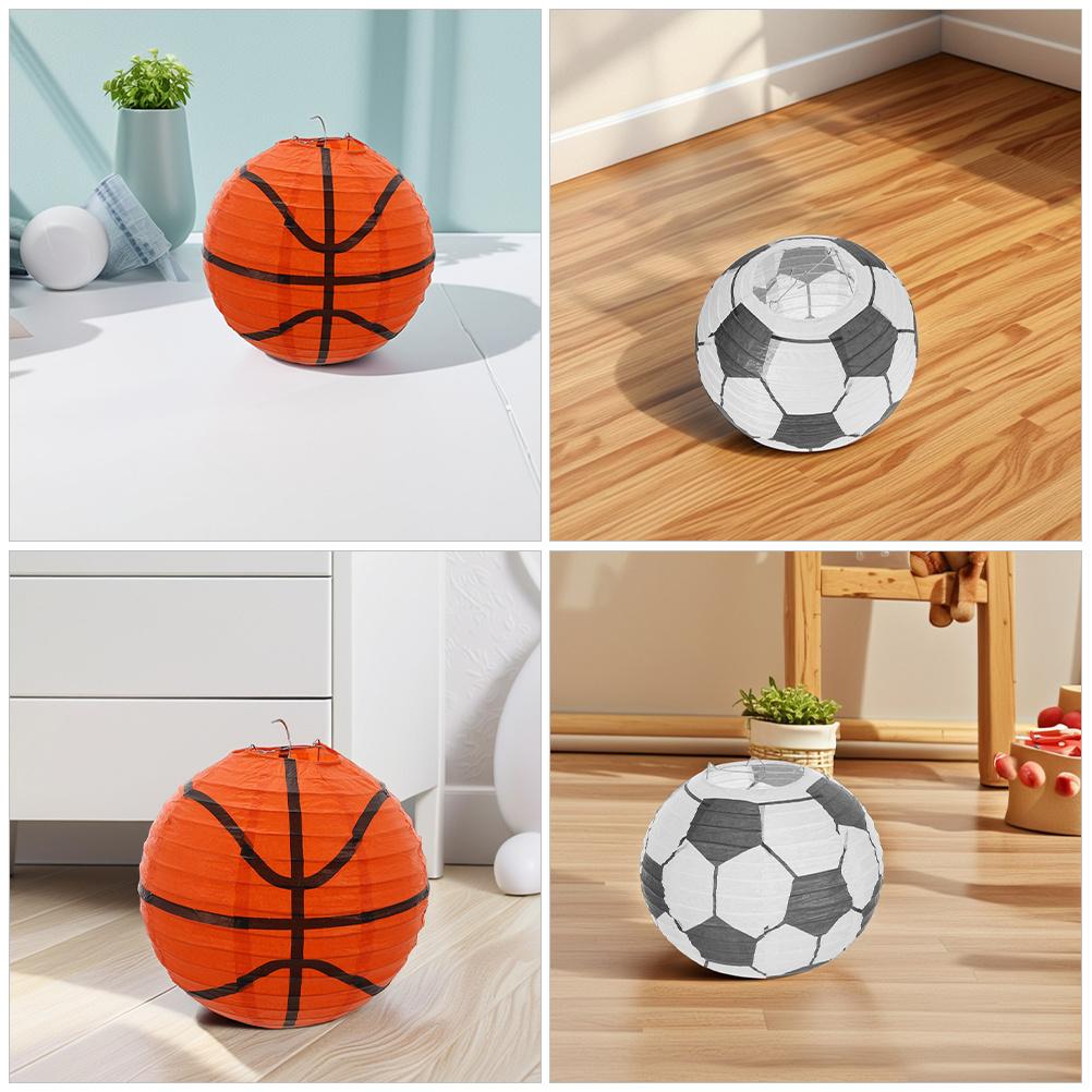 3Pcs Sports Ball Paper Lanterns Basketball Football Soccer Hanging Decorations for Sports Birthday Banquets Parties