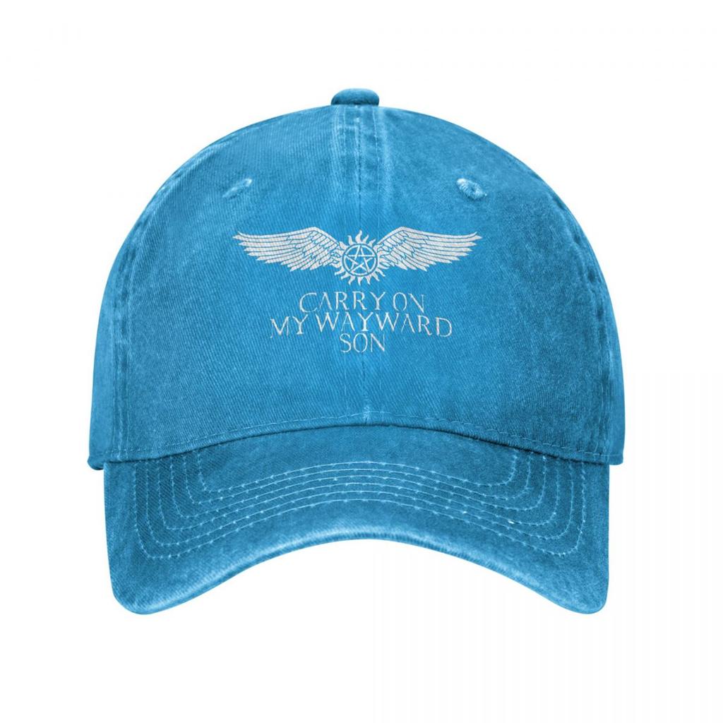 Supernatural Wing Unisex Style Baseball Cap Dean Sam Distressed Washed Hats Cap Classic All Seasons Travel Adjustable Headwear