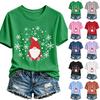 Women's Casual Christmas Printed Short Sleeve T-Shirt with Festive Holiday Design