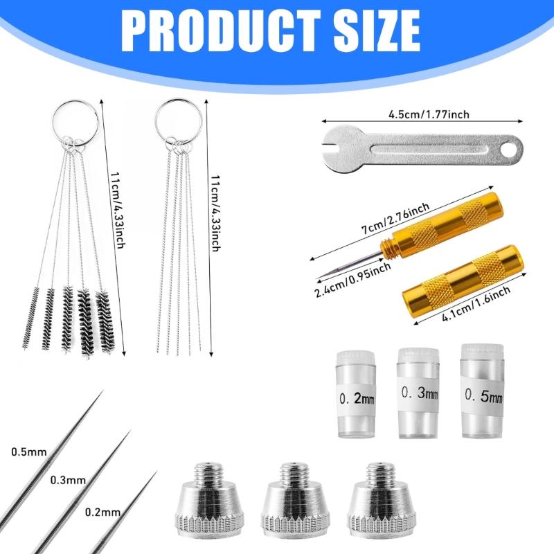 21Pcs Airbrush Accessories Kit Steel Nozzle Caps Brushes Needle Wrench Durability Repair Tool For Artists Student