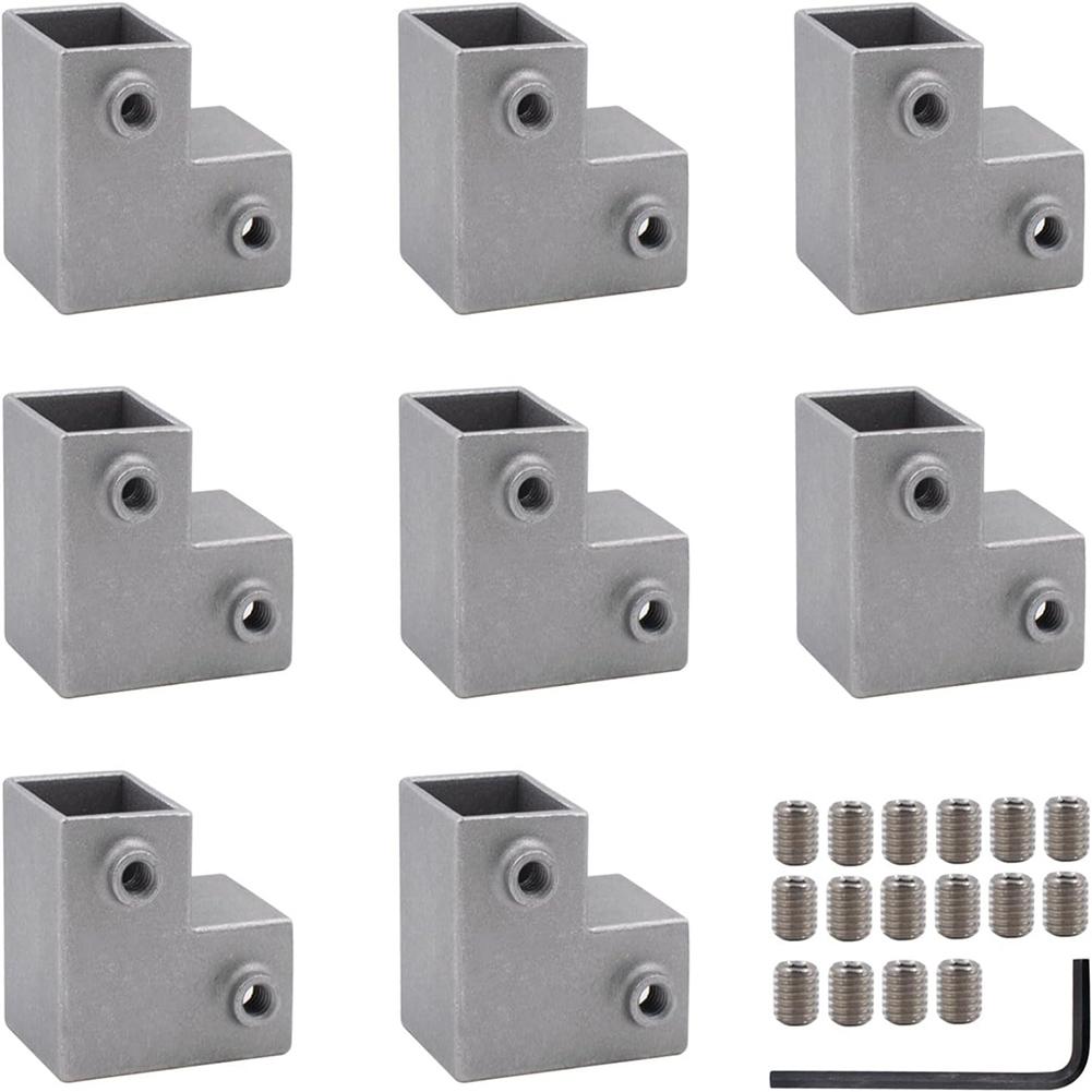 8 PCS T-Style Square Tube Connectors for 3-Way 90 Degree Joins On 1 Inch Pipes for Shed and Railing Construction Projects