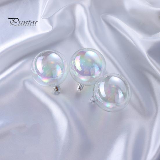 12/24/36Pcs 4CM Christmas Iridescent Ball Clear Shatterproof Reusable DIY Holiday Decoration Xmas Tree Hanging Ball Ornament Pendant Party Festival