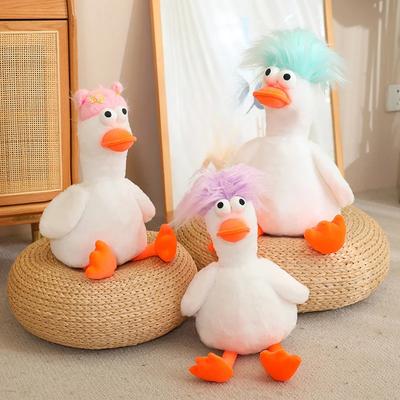 Brinquedos de pelúcia criativos de pato macios DIY Penteado Puxar pescoço Boneca de pato Brinquedo Almofada de boneca Decoração Presente de aniversário de Natal para namorada