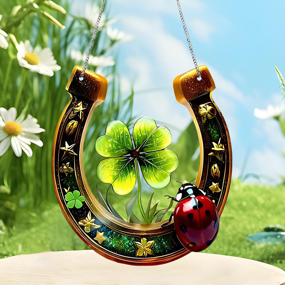 Klee U-förmige grüne Topfpflanze Fensterdekoration Balkongarten Hängeschild Heimdekoration Hofdekoration ideales Geschenk