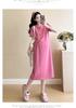 Summer 2026 Classic Maternity Knit Dress - Round Neck, Slim Fit, Short Sleeve, Plus Size