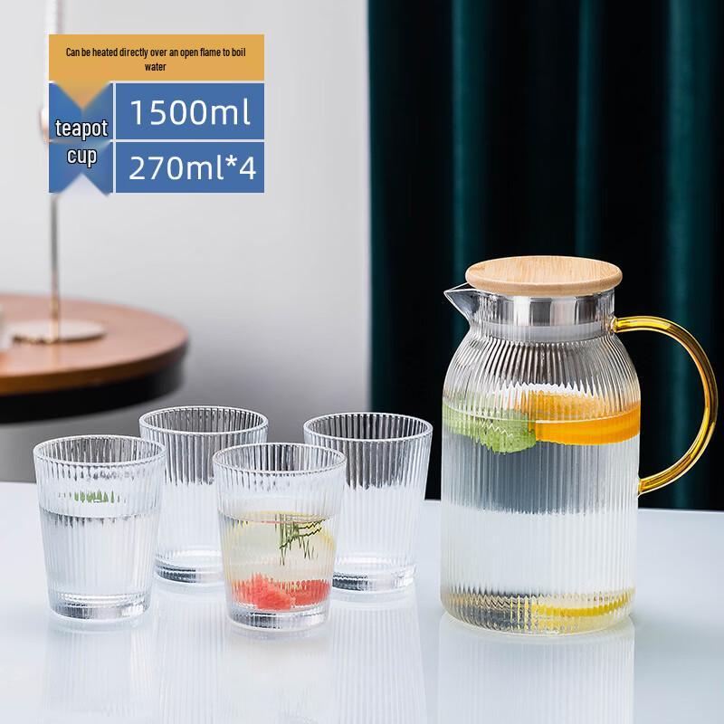 Borosilicate Glass Pitcher Set with 4 Cups