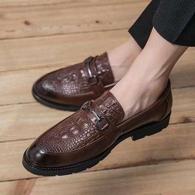 Fashion High Quality Genuine Leather Men Shoes Soft Crocodile Style Black Brown Men Loafers Fashion Brand Male Flats Comfy Driving Shoes