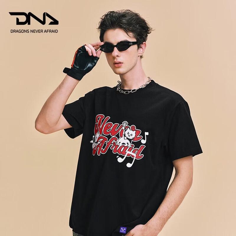 DRAGONS NEVER AFRAIDdudu Print Short Sleeve T-Shirt M