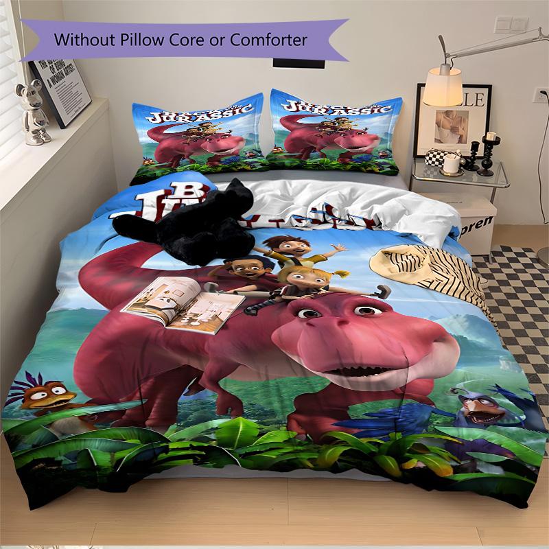Back Jurassic Print 3Pcs Bedding Set,Duvet Cover with 2 Bedro,Pillowcase Home Birthday Gift