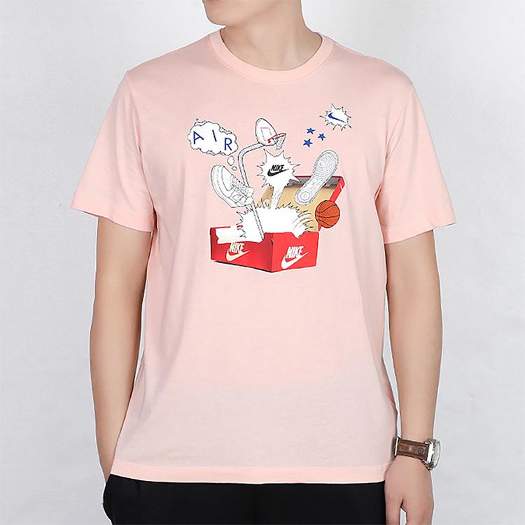Nike Shoe Box Print Short Sleeve Tee Men Tops Coral-Red CU6872-664