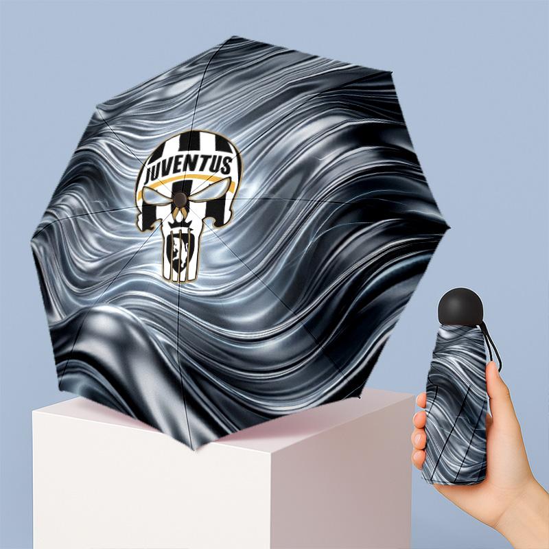 Juventus FC Pattern Printed Mini 5 Folds 8 Ribs Compact Umbrella Windproof Waterproof Lightweight Portable Folding