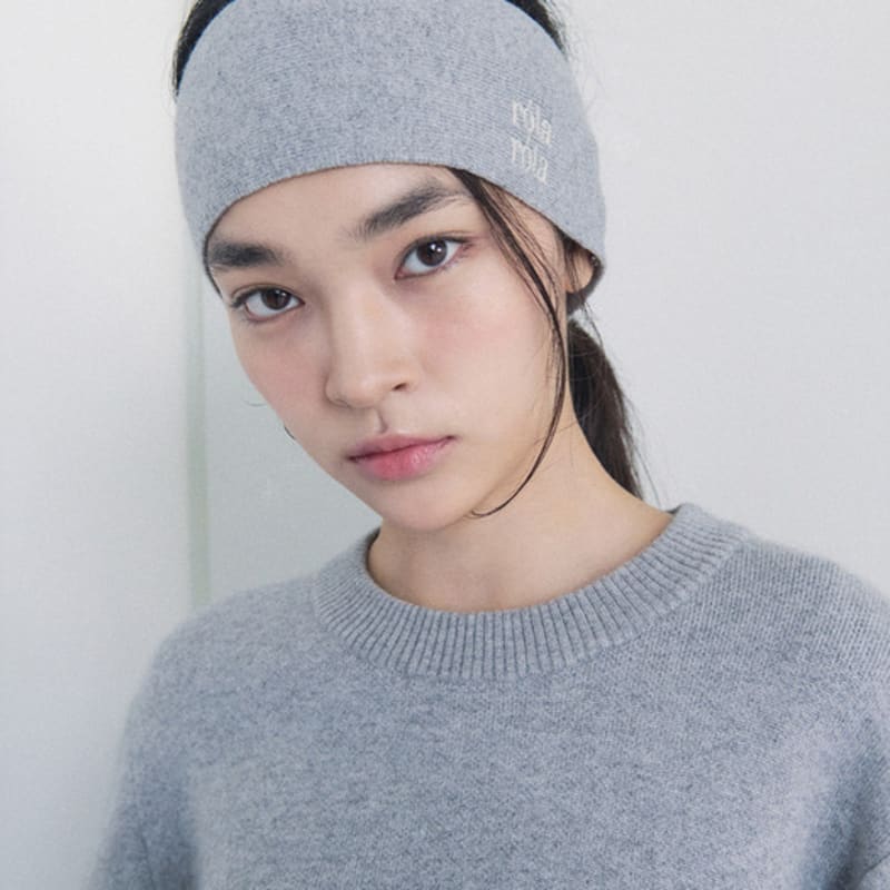 ROLAROLA NUBASIC LOGO KNIT HAIR BAND GRAY