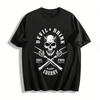Teufelsschädel Skeletthände Rockstil Grafik Lässiges T-Shirt Reines Baumwoll-T-Shirt