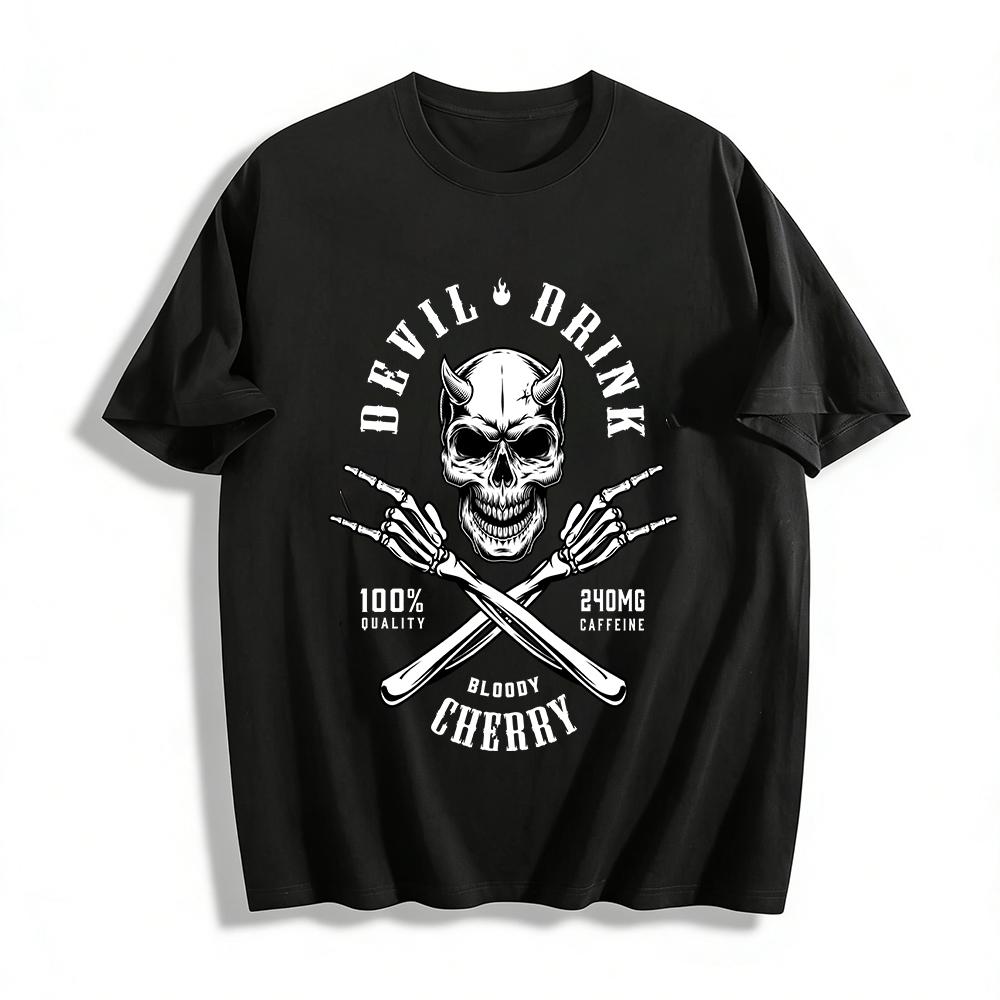 Devil Skull Skeleton Hands Rock Style Graphic Casual T-Shirt Pure cotton T-shirt XXS
