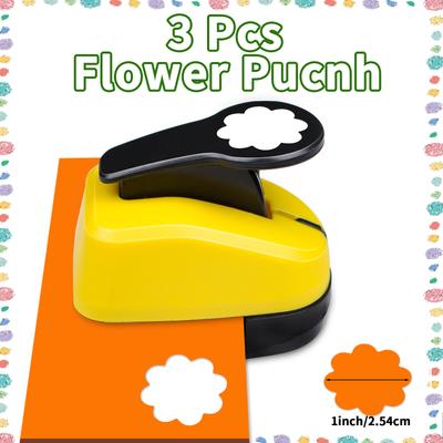 3pcs Paper Cutter for Crafts Hole Puncher Tool Set 25mm 1 Inch Flower Shamrock Circle Heart Star Shape for Card Making Scrapbook