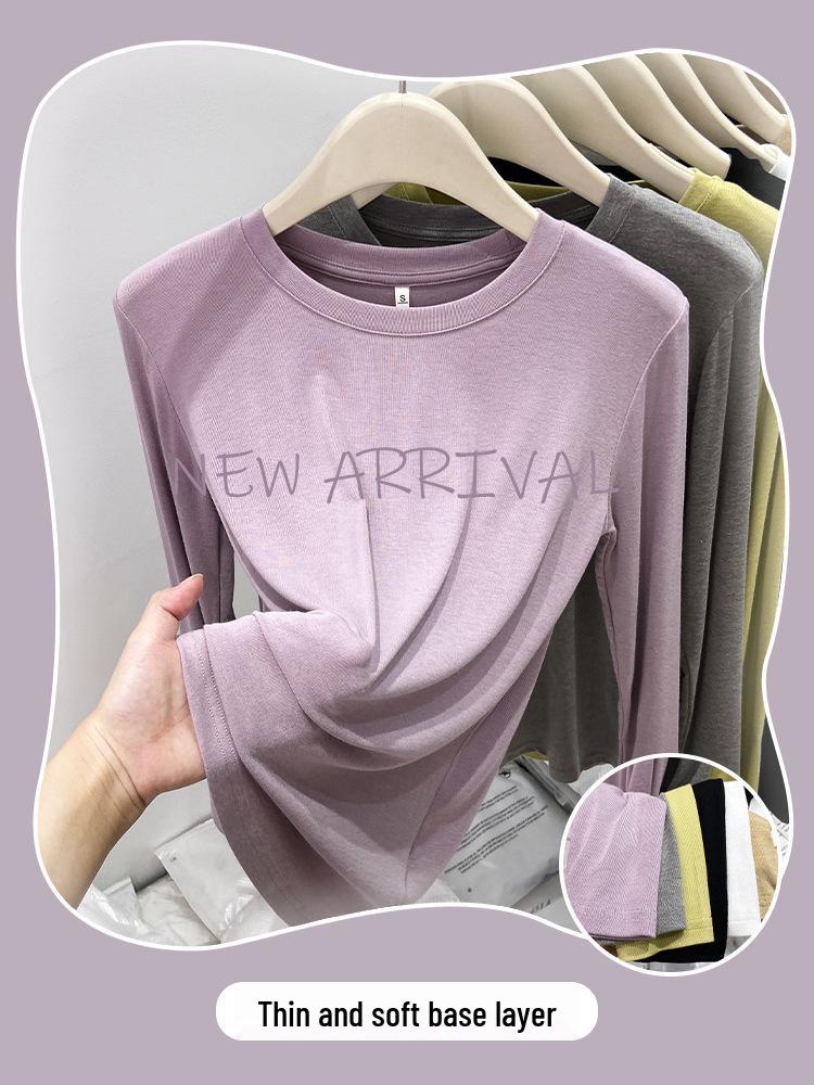 Damen Modal Weich Langarm Schlankmachendes Basisschicht T-Shirt für Frühling 2025