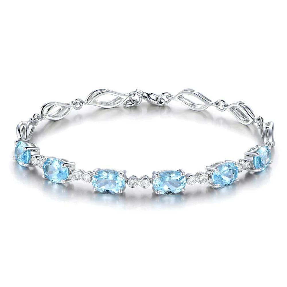 New 925 Silver Bracelet Exquisite Sapphire Silver Bracelet For Woman Charm Jewelry Gift