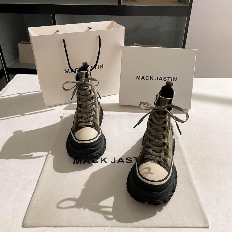 

Джинсовая парусиновая обувь с высоким берцем, новые осенние женские ботинки martin, нишевые короткие сапоги на толстой подошве 40