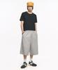 Moo Incision Snap Sweat Long Bermuda Pants - Grey