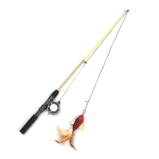 

Pet Cats Kitten Funny Teaser Fishing Rod Retractable Wand Catnip Fish Shape Toy