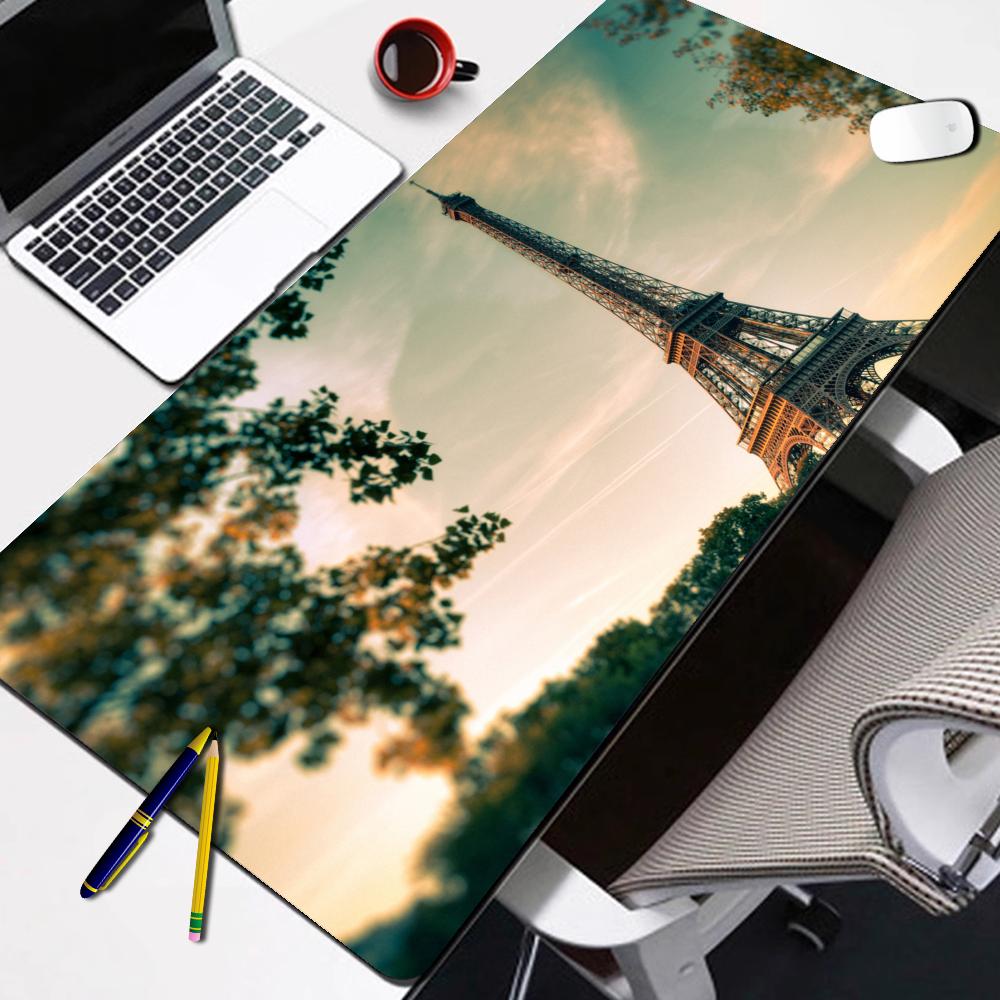Large Gamer Mouse Pad Eiffel Tower Paris Desk Pad Laptop Gamer Desk Mat Extra Large Mousepad Carpet for Mouse Mats Office