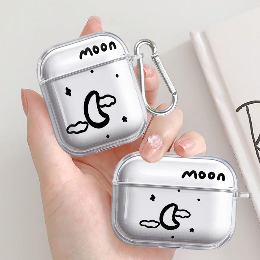 Clear Earphone Cases Cover Case For Airpods 2 4 Pro3 Pro 3 Pro2 1 Cartoon Moon Sun