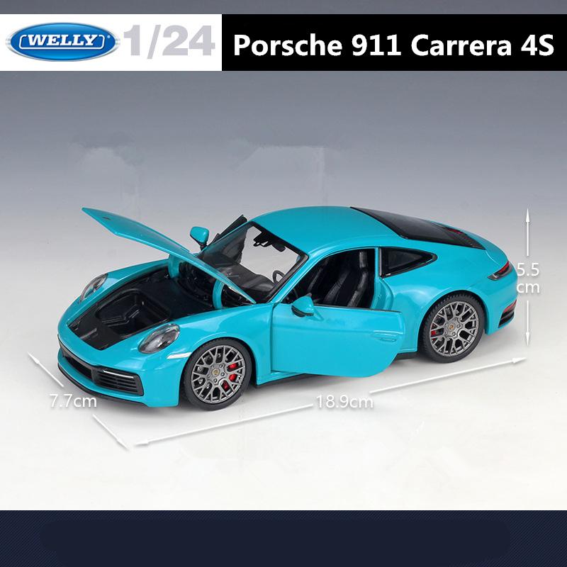 1/24 Welly Porsche 911 Carrera 4S Coupe Model de mașină sport din aliaj turnate sub presiune Vehicule de jucărie din metal Model de mașină de simulare Cadouri pentru copii