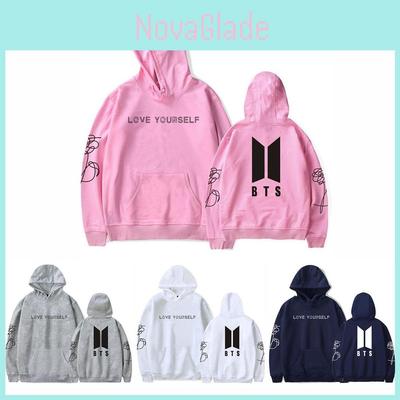 Bts Print Hoodie With Fleece Lining For Youth Casual Wear