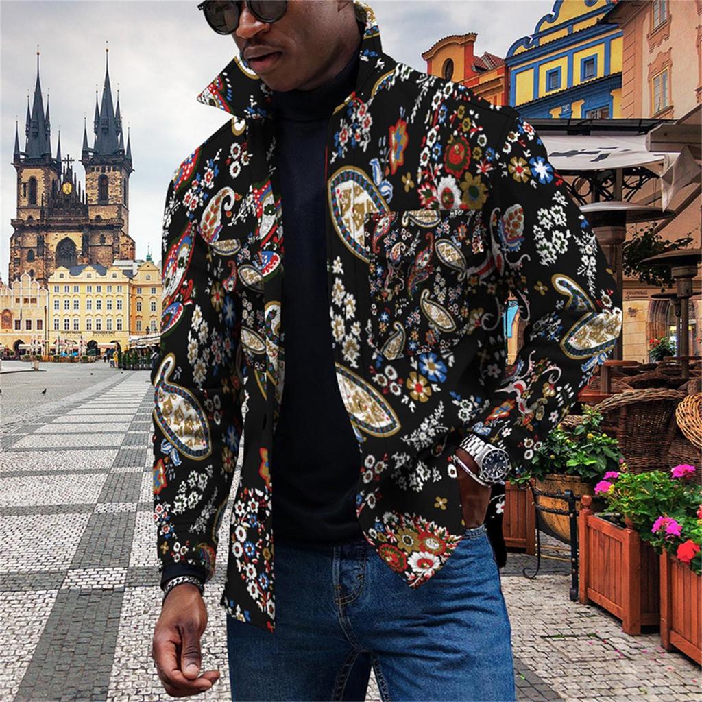 Herenmodetrend dagelijks casual bedrukt donsjack met lange mouwen en knopen