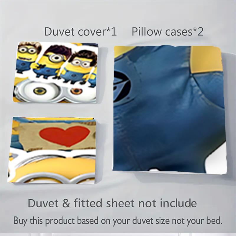 3Pcs Minions Bananas Bedding Sets For All Sizes New 3D Printed Bed Cover Comforter Duvet Cover Pillowcase Bedroom Decoration