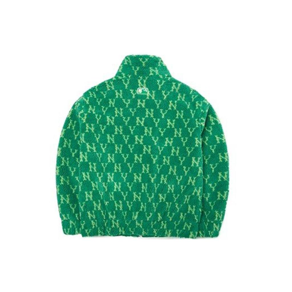 MLB New York Yankees Logo All Over Print Zipper Long Sleeve Fleece Jacket Unisex jackets Green 3AFDM0126-50GNS