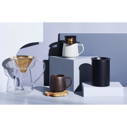 cores Coffee Canister, Porcelain, 200g, C820BK, by a Long-Established Manufacturer, Highly Airtight, Flavor-Enhancing, Simple Design