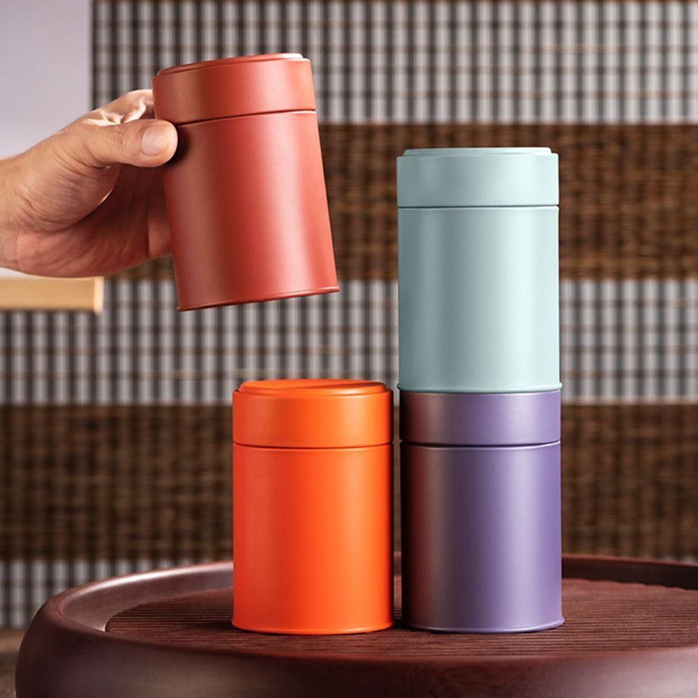Round Tea Jar Tinplate Coffee Bean Storage Box Hiqh Quality Sealed Tea Can  for Home&Travel