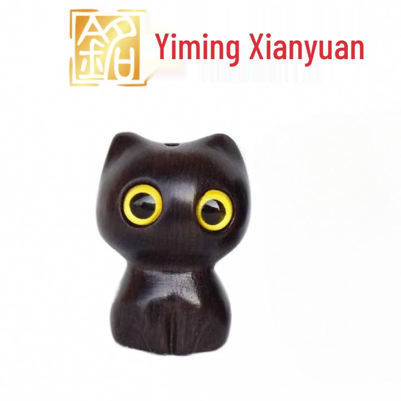 

Elegant Green Sandalwood Rosewood 3D Cat Necklace and Keychain Pendant Approx. 3.2x2.4x2.1 cm