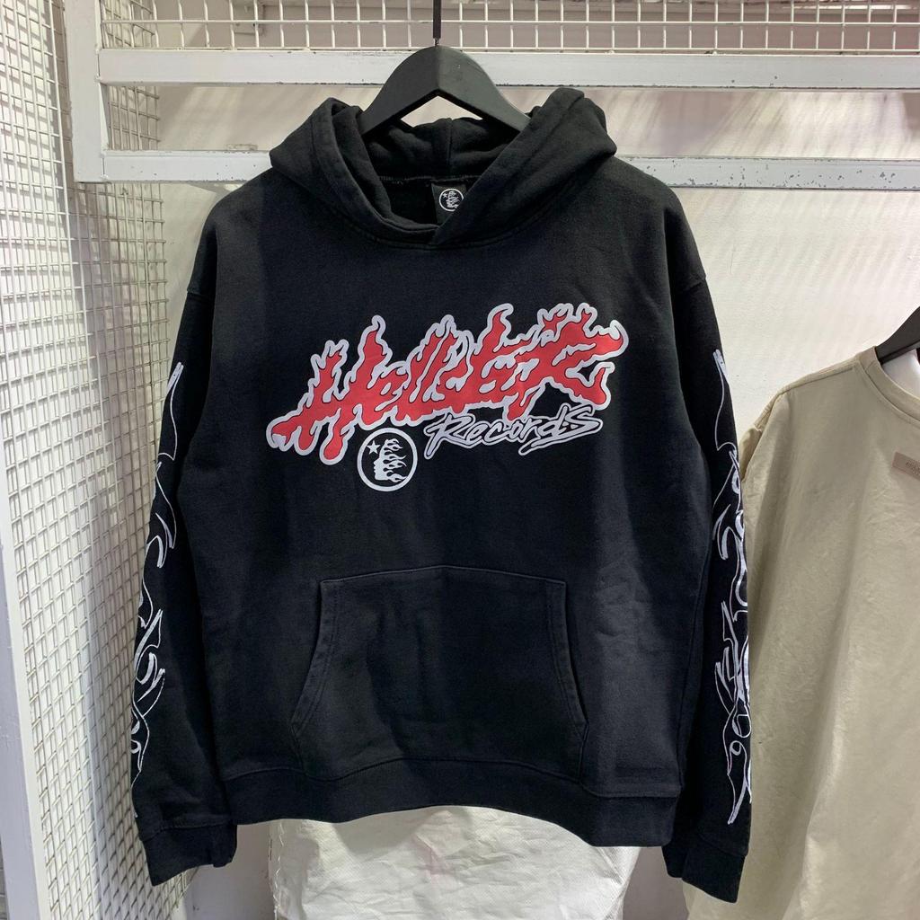 Hellstar Ausgefranster Retro Lockerer Reißverschluss Reiner Baumwoll Hoodie - Amerikanischer Hip Hop Stil
