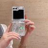 Pearl Flower Case for Samsung Galaxy Z Flip 3 4 5 6 5G Flip6 Flip5 Protection Lovely Flip4 3-PIECE Set Hinge Fashion Cover Korea