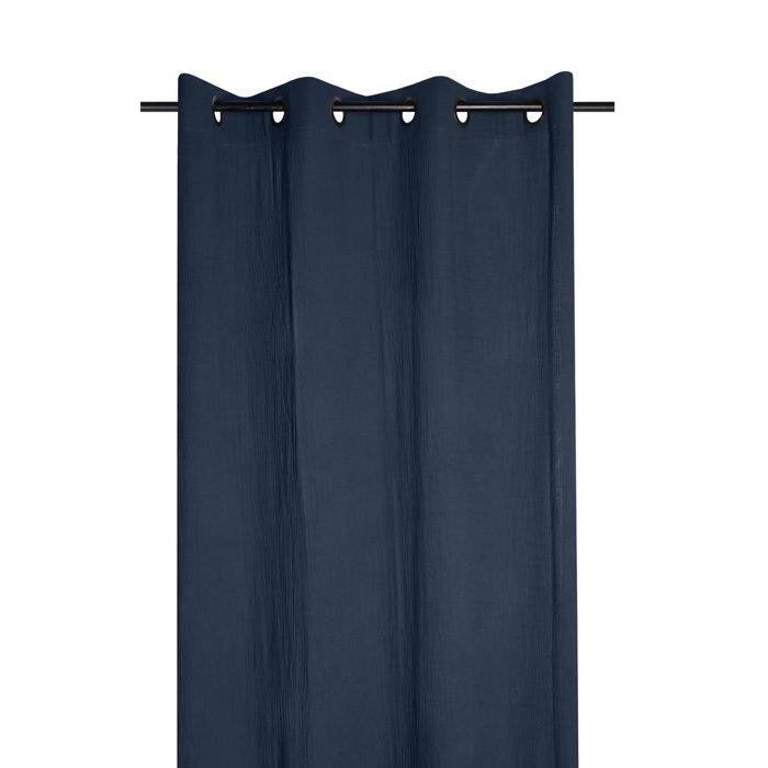 Rideau a Oeillets En Gaze De Coton 140 X 260 Cm Pop Color Bleu Marine