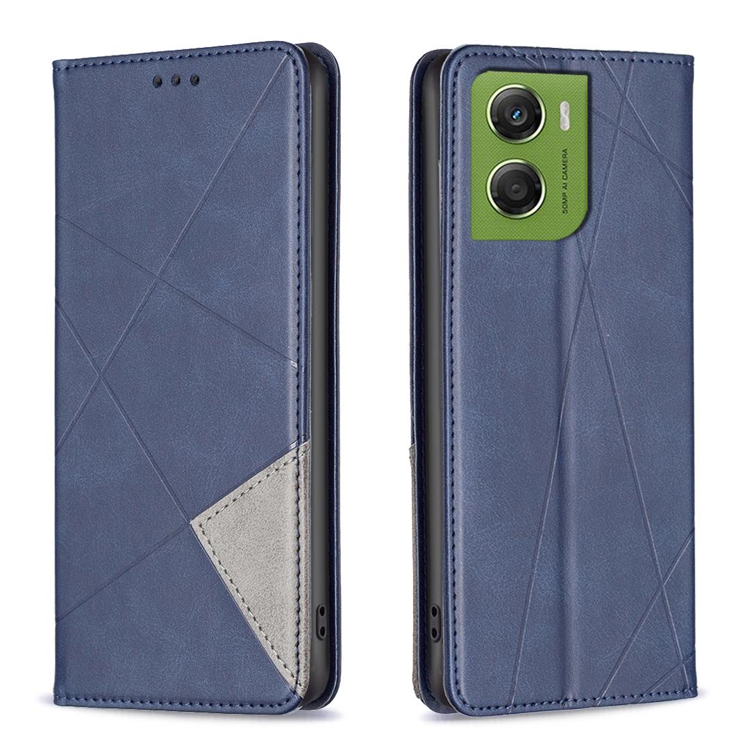 

For Motorola Moto G06 4G Case Card Slots Geometry Imprint Leather Phone Cover