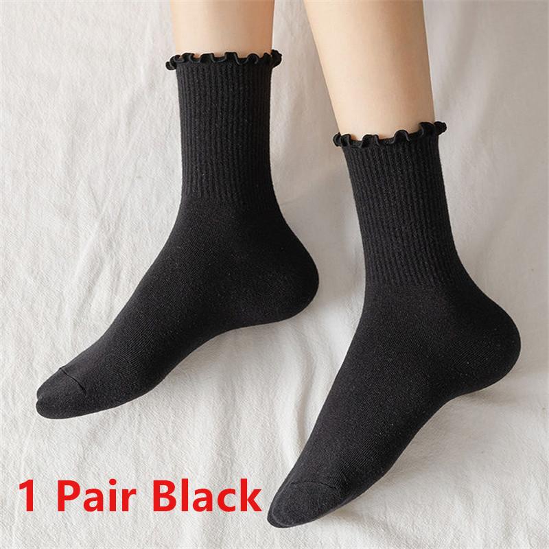 5/10/20 Pairs Mix Color Socks Fashion Women Ruffle Frilly Socks Novelty Funny Ankle Socks Cute Solid Cotton Breathable Sock
