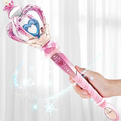 Electric Light-Up Rotate Fairy Wand Kids Girls Illuminating Princess Wand with Music Gradient Color Heart Colorful Light