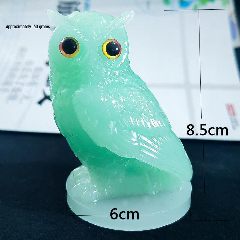 Crystal Owl Ornament - Imitation Jade Animal Desktop Decor Gift