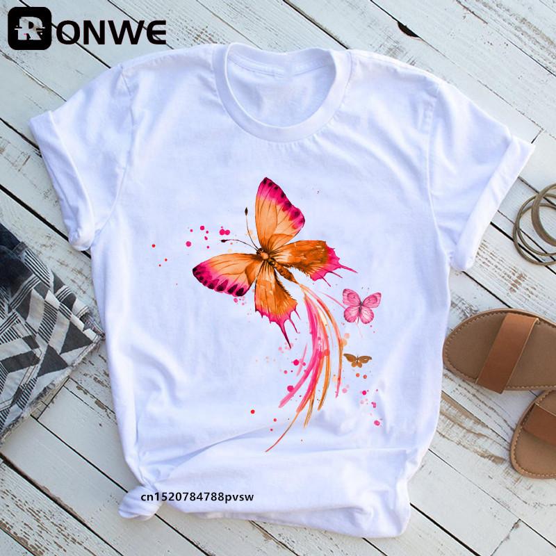 Woman Butterfly Tree 3D Print Harajuku Summer Tshirts Casual Round Neck Short Slee Top T- Shirt