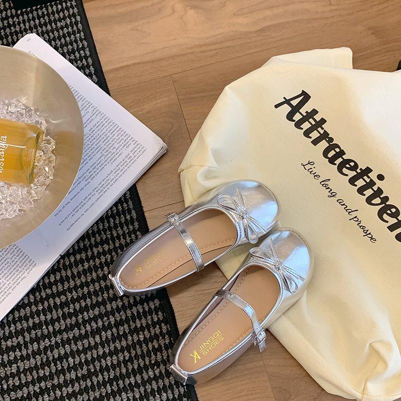 Round Head Versatile Spring And Summer Thick Heel Children Sweet Bow Light Mouth Single Shoes New Retro Mary Jane Shoes