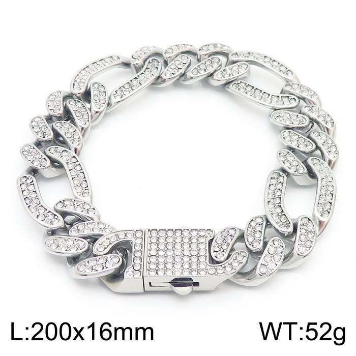 Hip Hop Shiny Rhinestones Bracelet for Men Women High Quality Zircon Cuban Miami Charm Chunky Figaro Chain Gold Color Jewelry