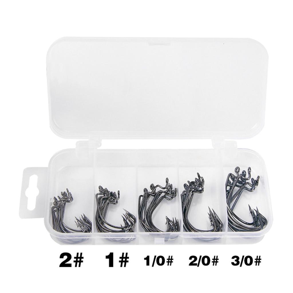 50Pcs Highly Carbon Steel Barbed Fishing Hook Worm Soft Baits Jig Fishes Hook Sharply Fishes Hook for Freshwater Saltwater