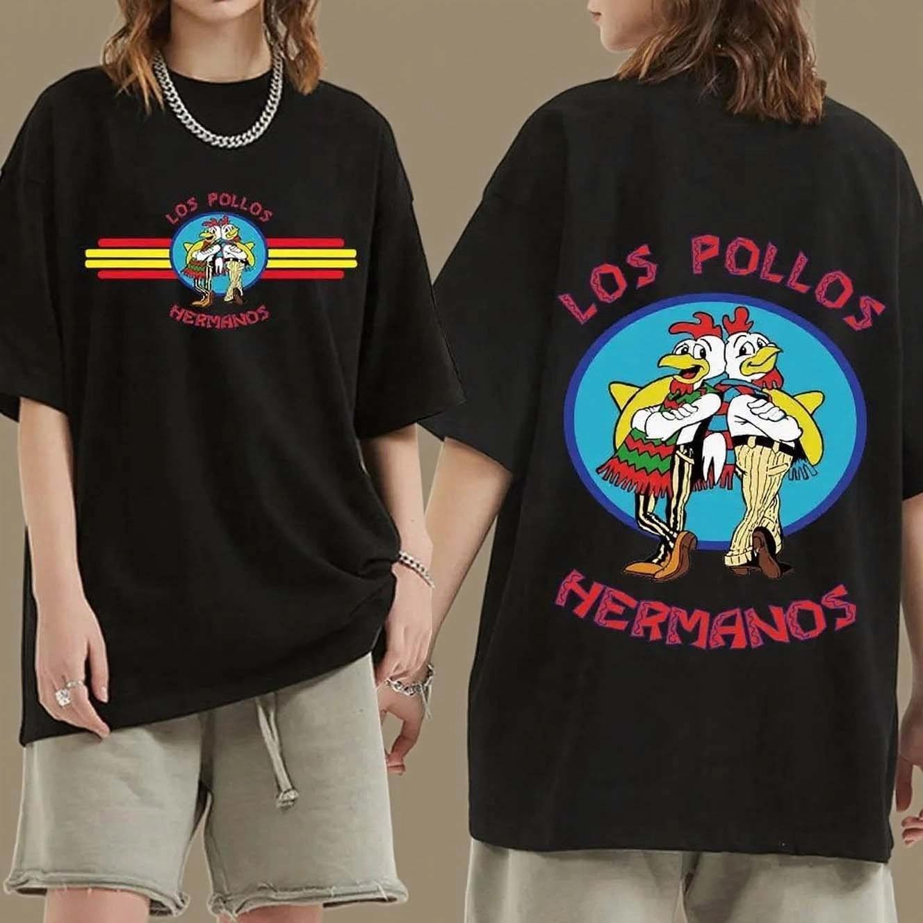

Футболка з принтом Los Pollos Hermanos Жіноча Чоловіча Літня Повсякденна Вільна Модна Хіп-хоп Y2k Круглий виріз Короткий рукав Топи Футболка L чорний