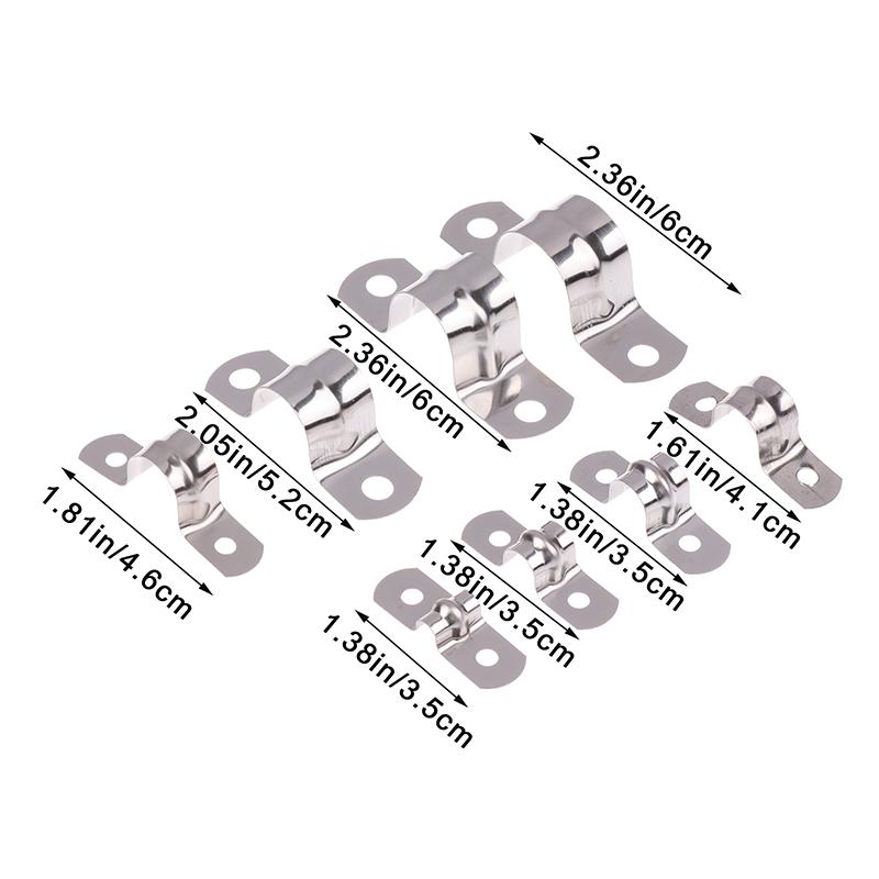 20Pcs M5-20 Rigid Pipe Strap Stainless Steel 2 Holes Cable U Bracket Pipe Clamp For Fixing Pipe Or Cable Horseback Saddle Clamp