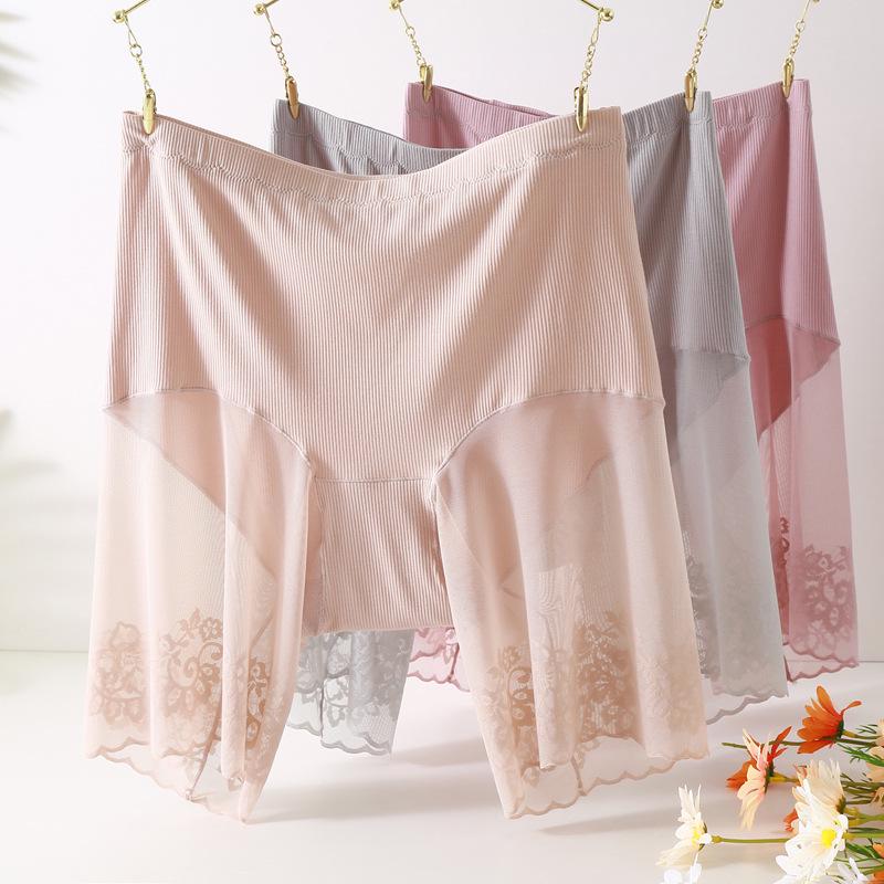 50144 Plus Size Anti-Exposure High Waist Mesh Safety Underwear 2-in-1