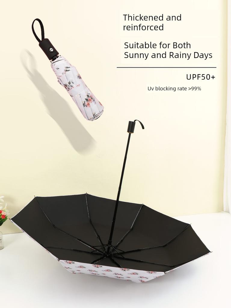 Umbrella for Girls with Retro Print, Compact and Portable, 50% off Foldable, Dual-Use for Sun and Rain, Sunshade, Uv Protection, Sun Umbrella